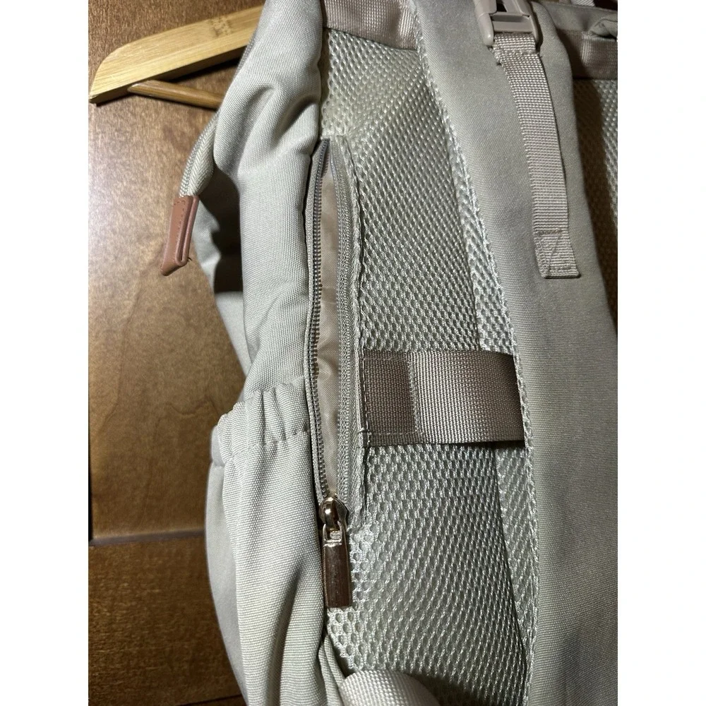 Mommore Diaper Bag Backpack Gray Brown Leather Trim Baby Travel‎ Tote Bag